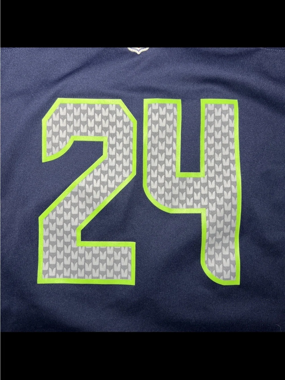 Seattle Seahawks Kids #24 Navy & Neon Green Football Jersey